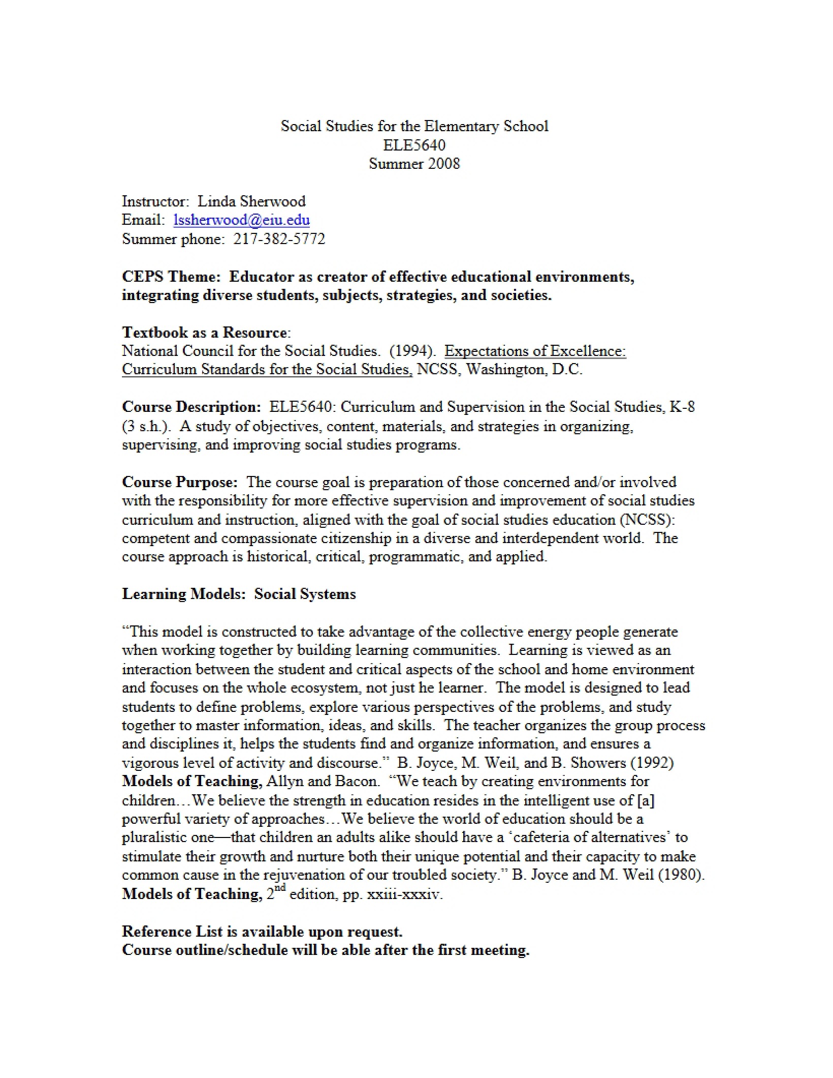 Syllabus - 2 Pages