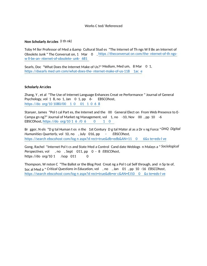 Works Cited for Assignment 3