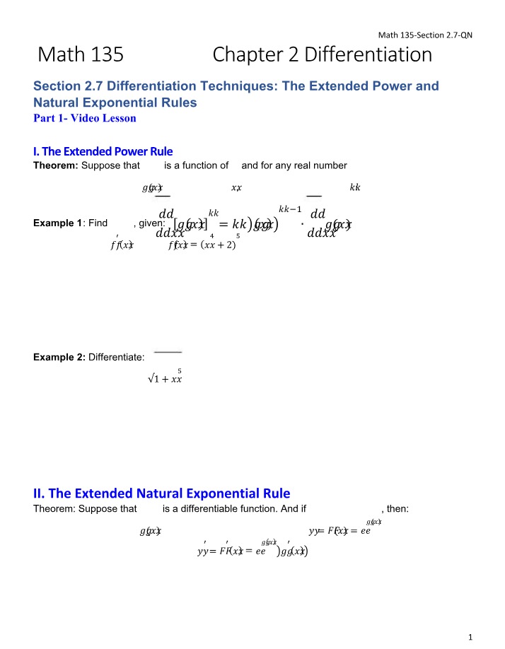 Section 2.7 QN - MATH 135