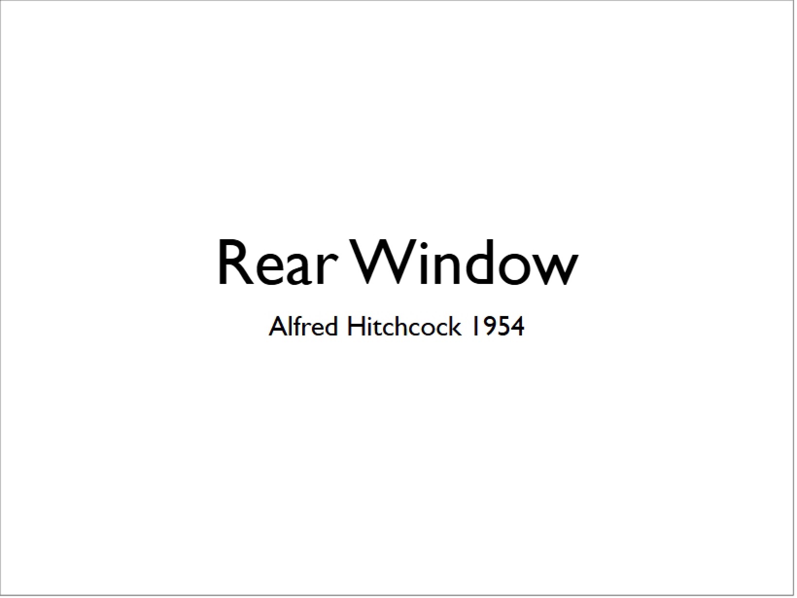Film Analysis Rear Window