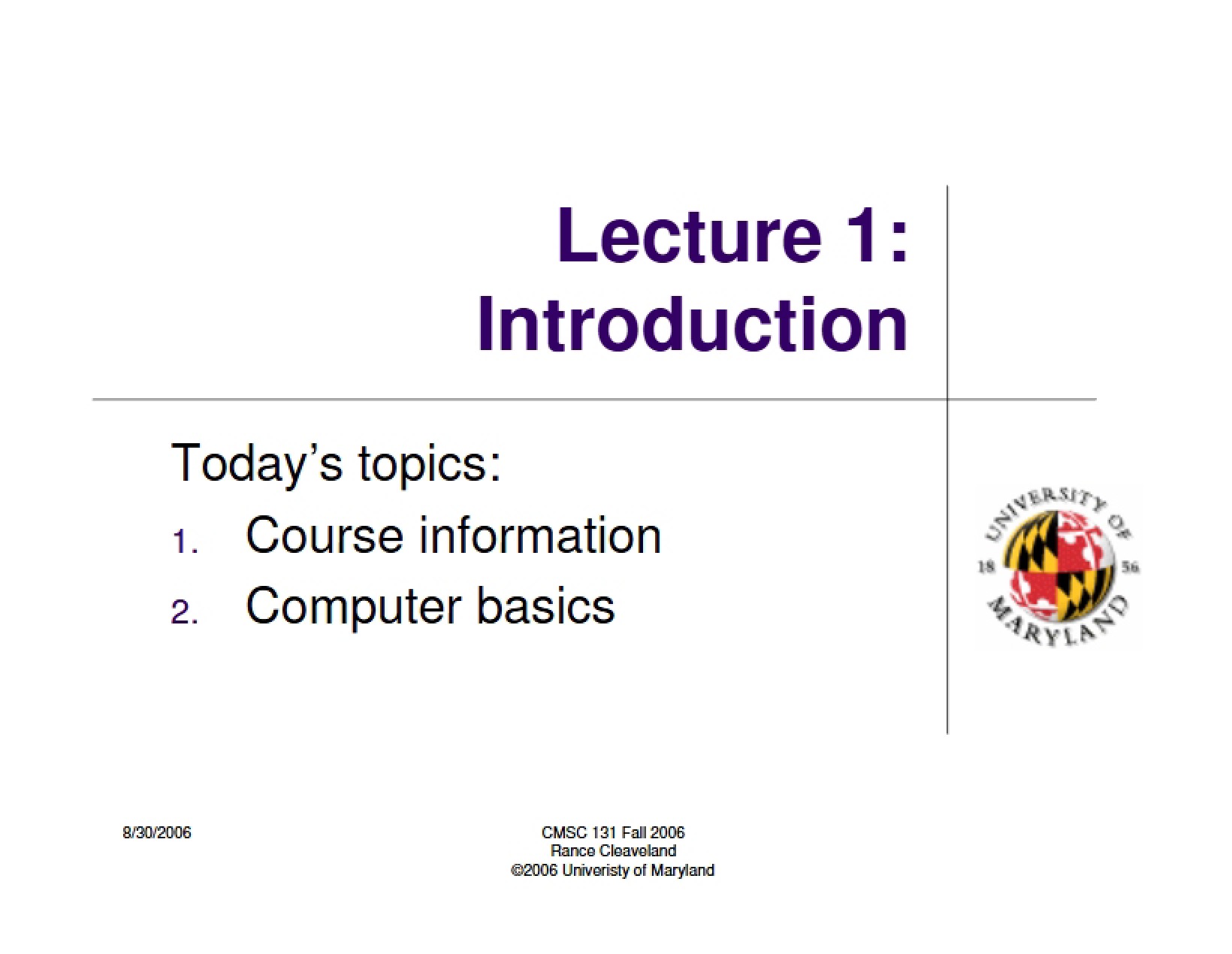 Introductory Lecture (1)