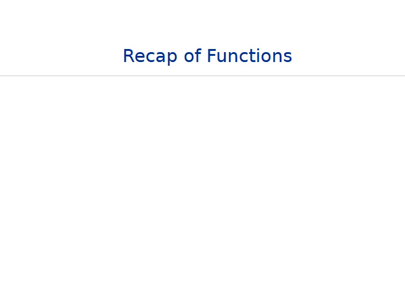 Function Recap