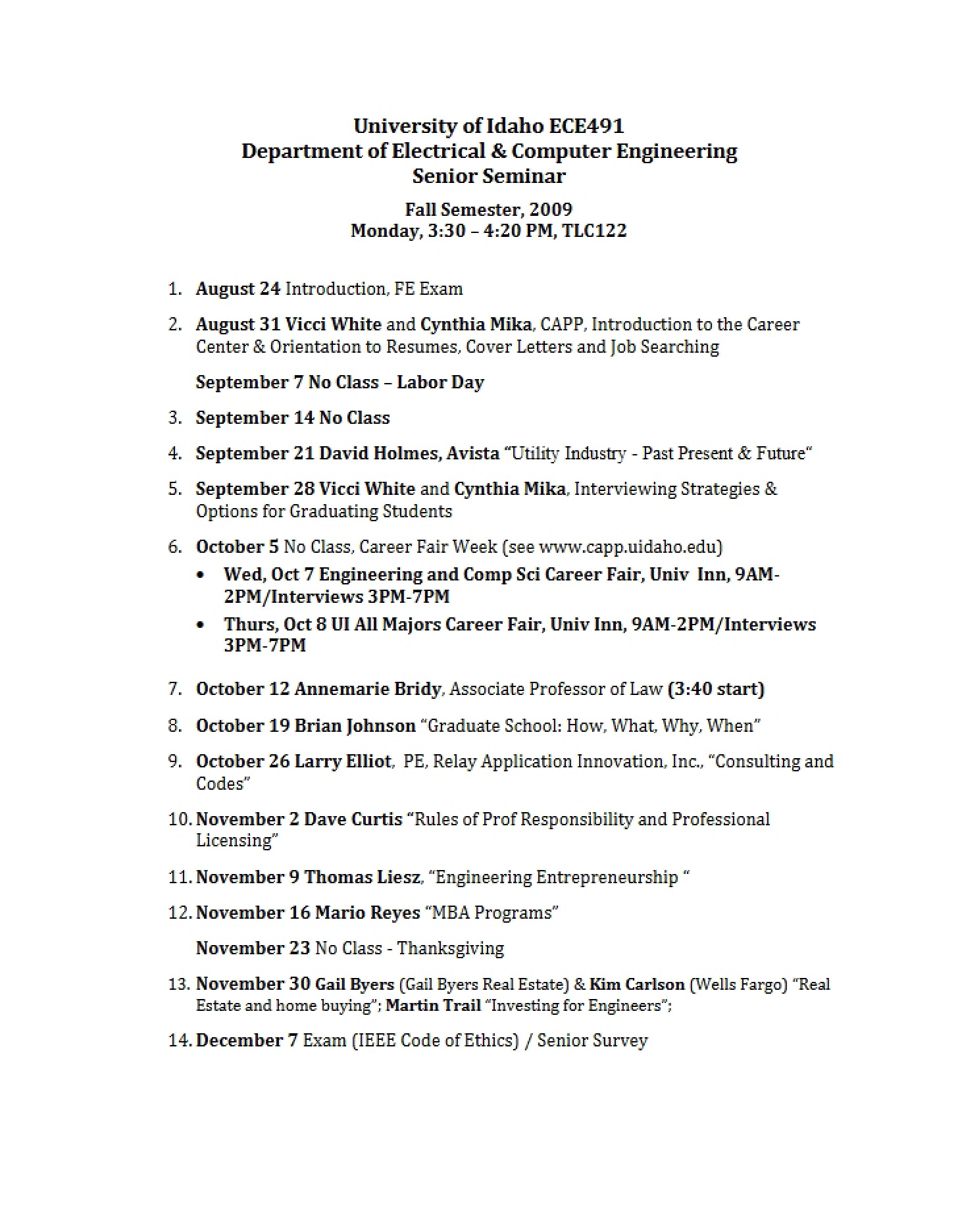 Timeline of Events