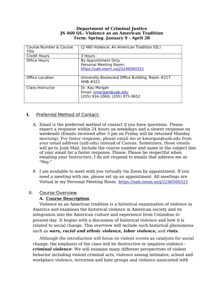 Spring 2023 CJ 460 Syllabus