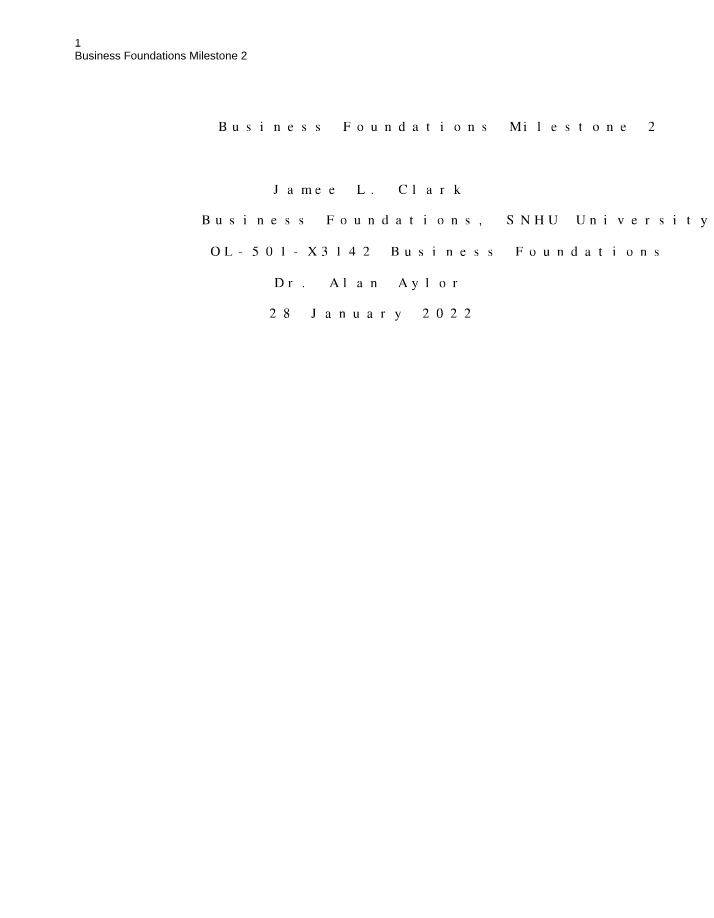 Milestone 2 - Business Foundations