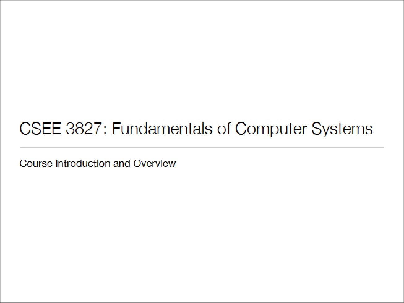 Course Overview and Introduction