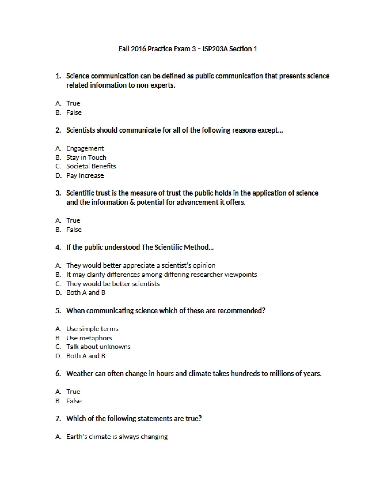 Exam Three Practice