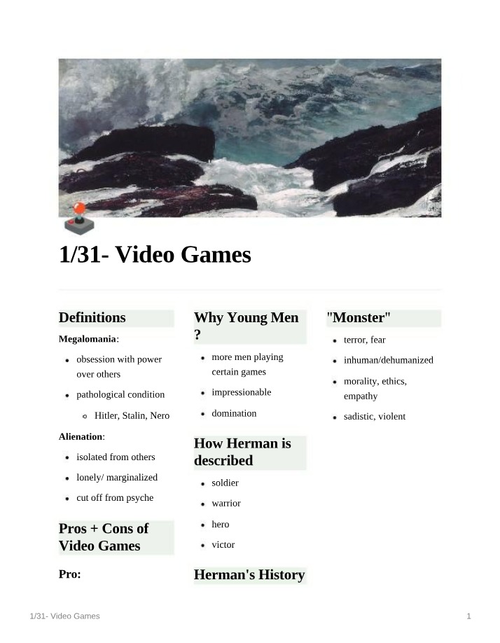 Video Games Study