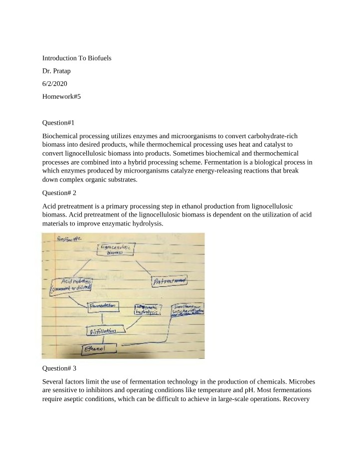 Introduction to Biofuels - Biochemical and Thermochemical Processes