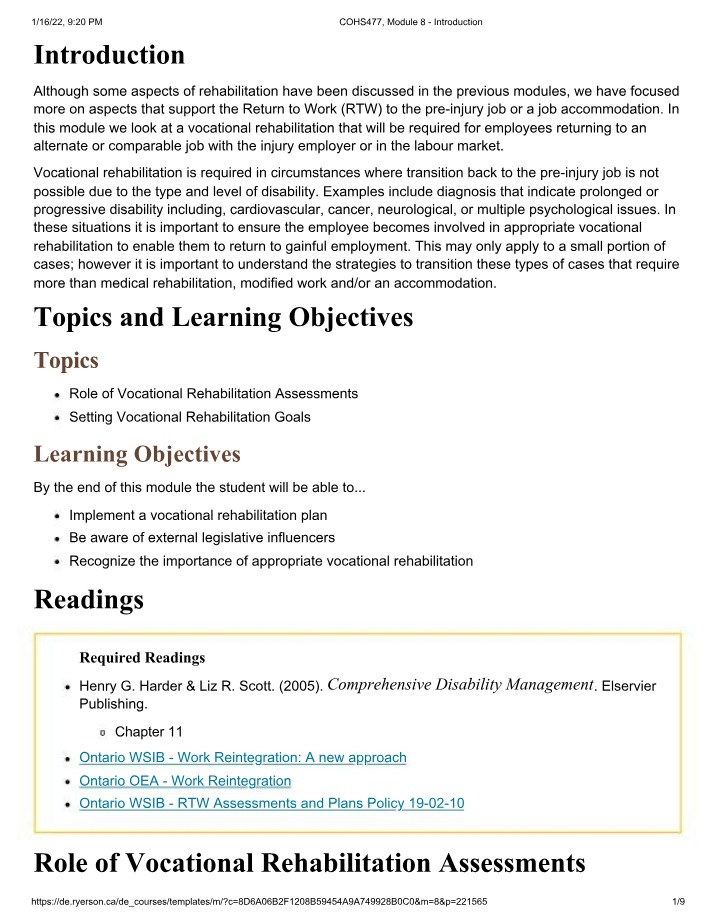Introduction to Module 8 - COHS477