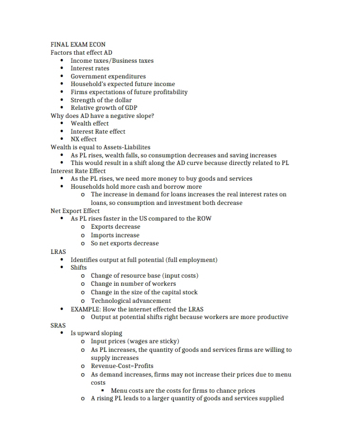 Final Exam Economics