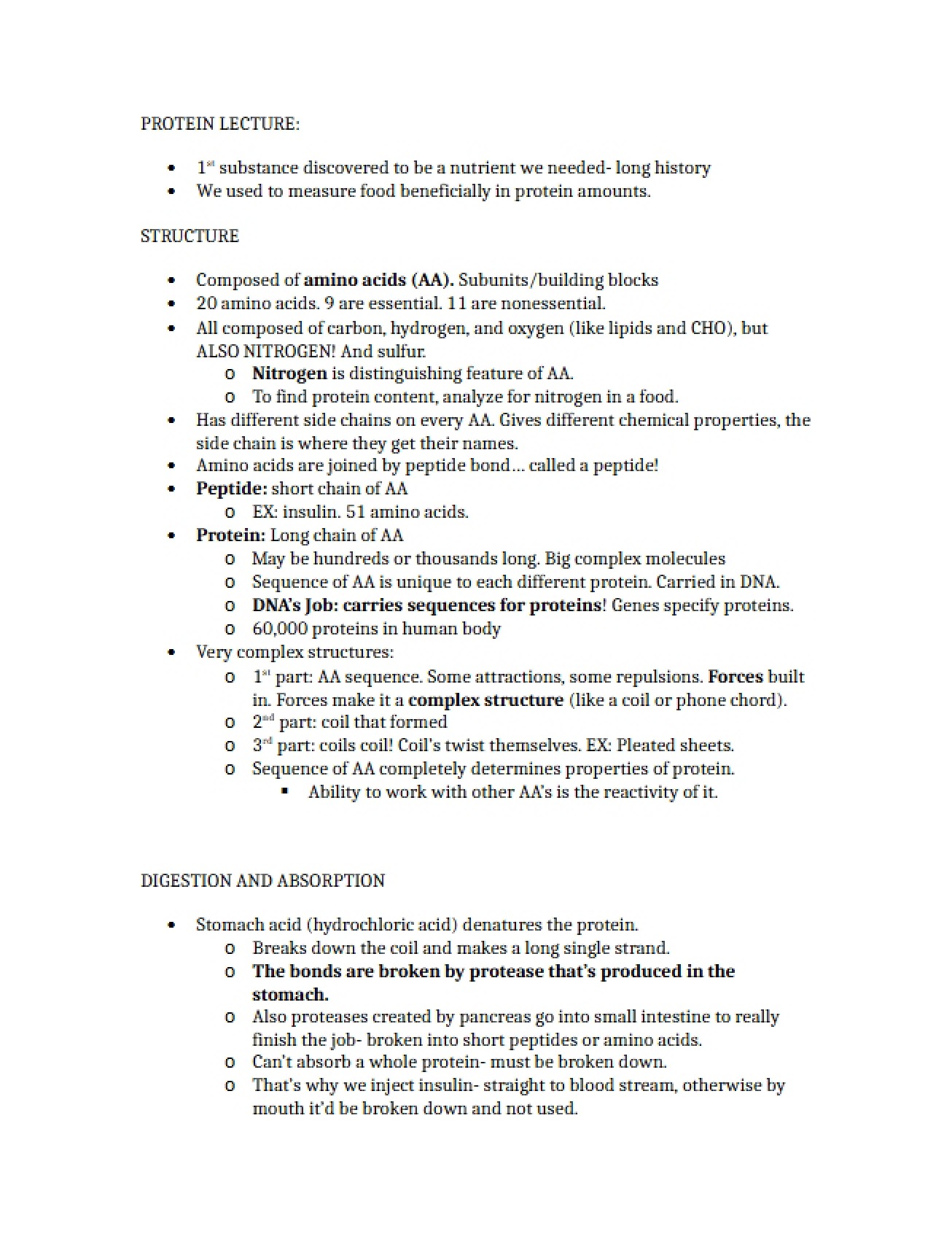 Protein (Chapter 5) - NUTRSCI 132