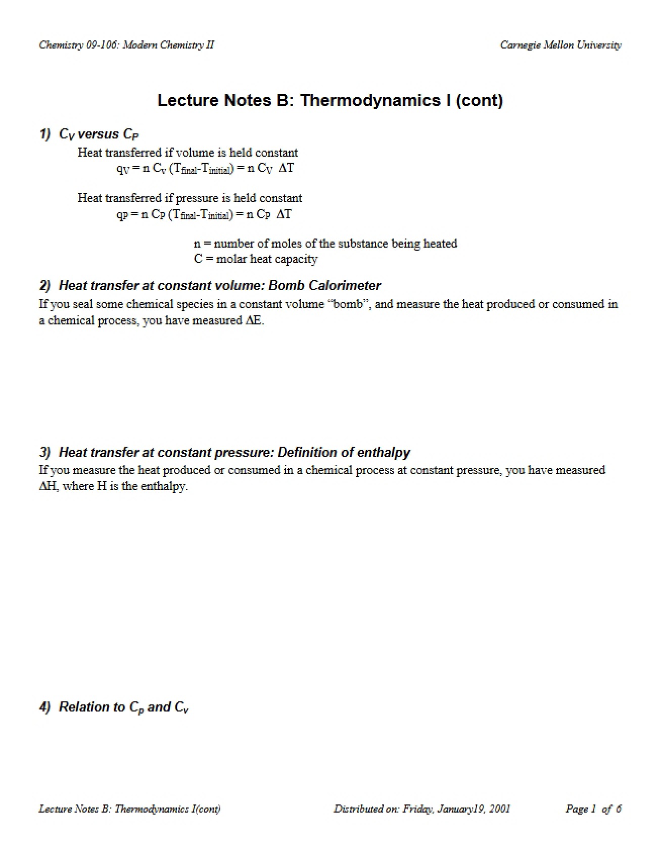 Notes from Chemistry Lecture