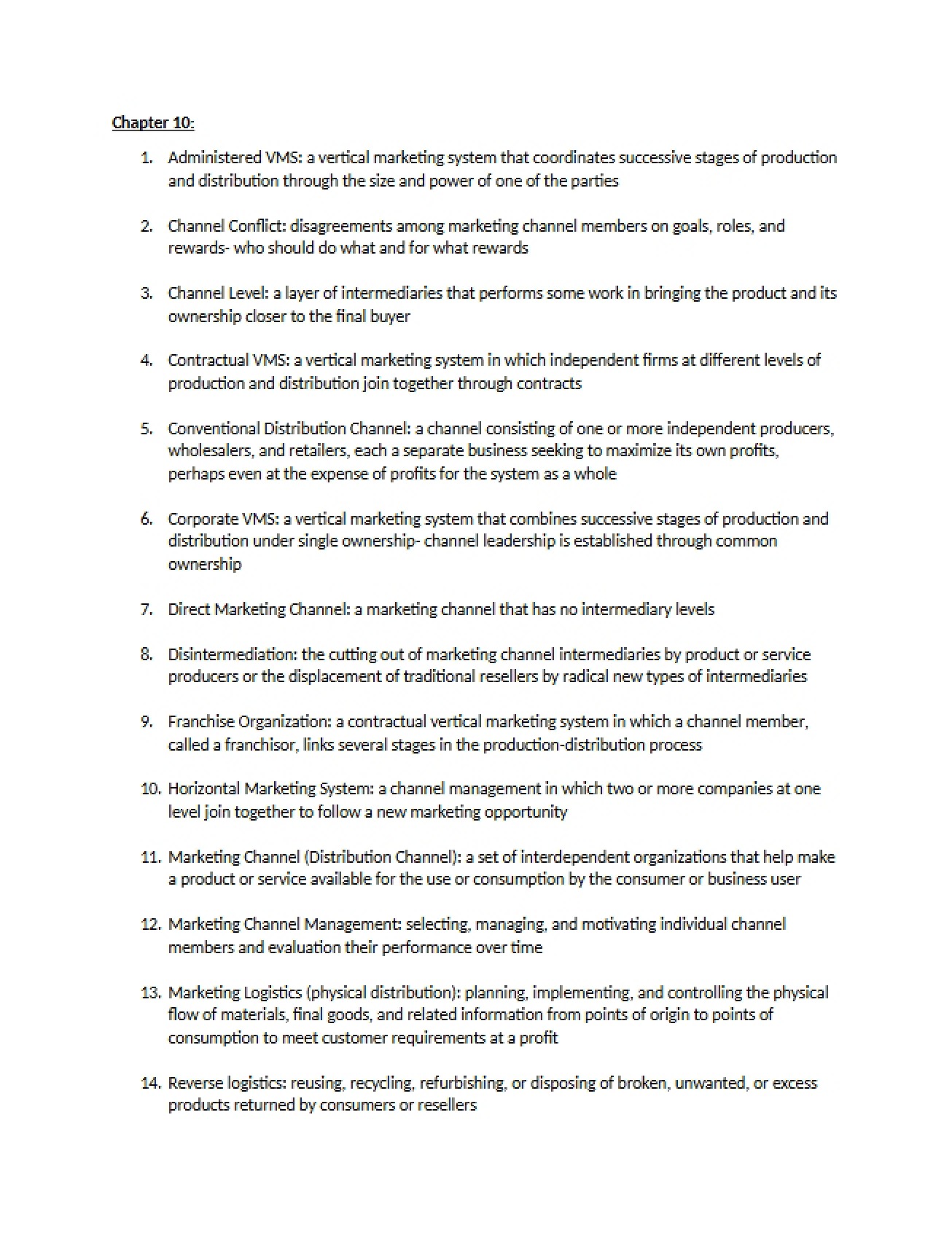 Tenth Chapter of Marketing Management