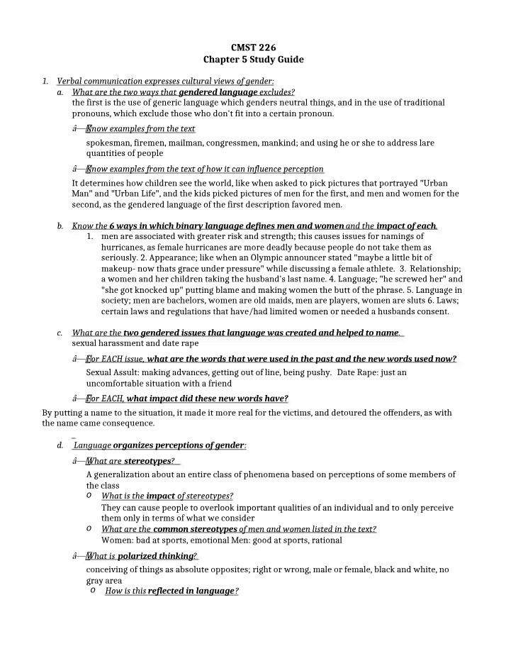 Impact of Gendered Language on Communication