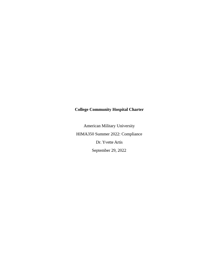 Charter for College Community Hospital