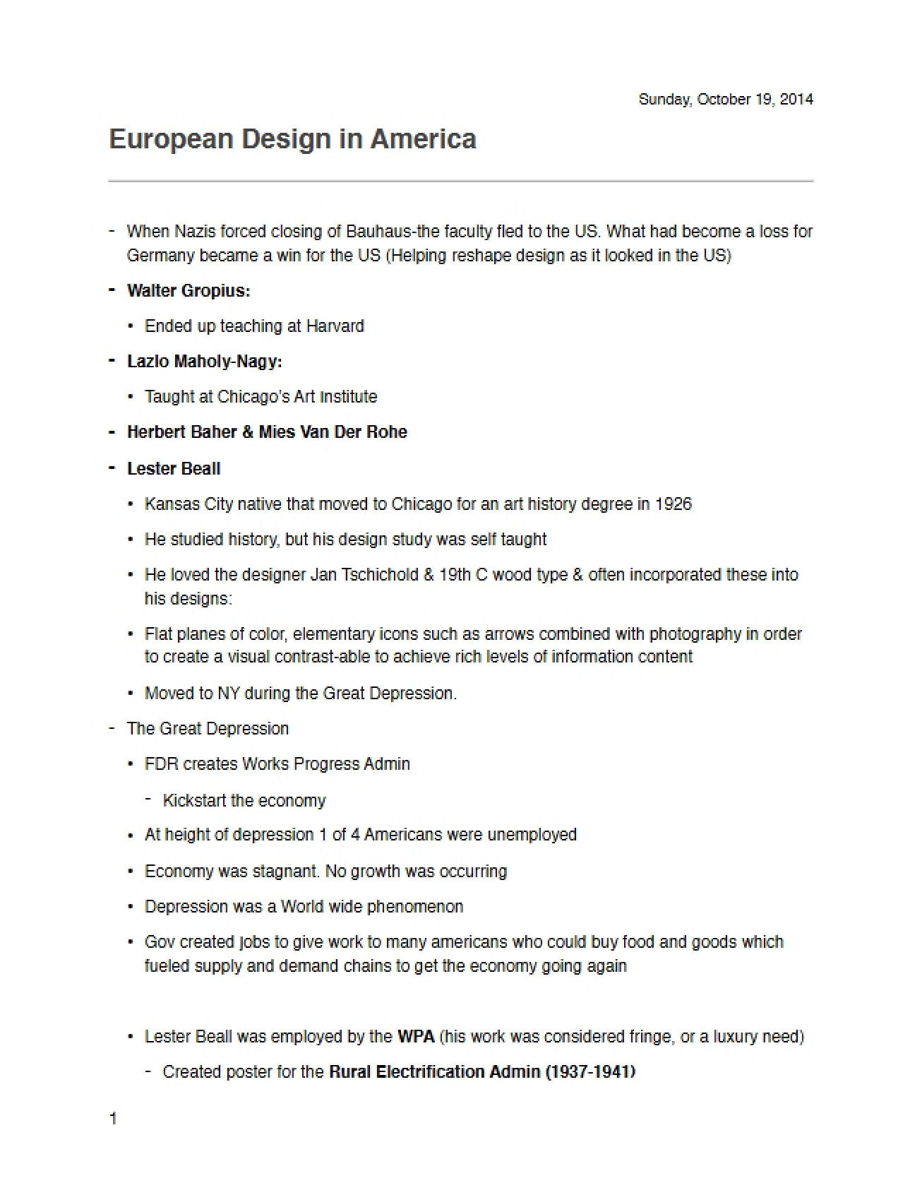 Impact of European Design in America
