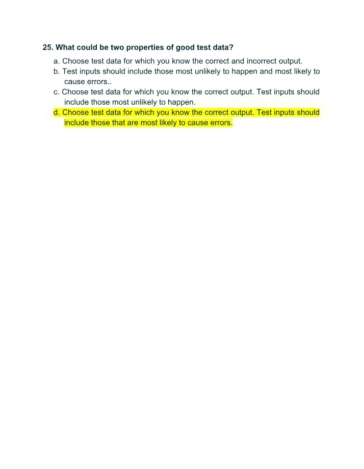 Choosing Effective Test Data for Accuracy and Error