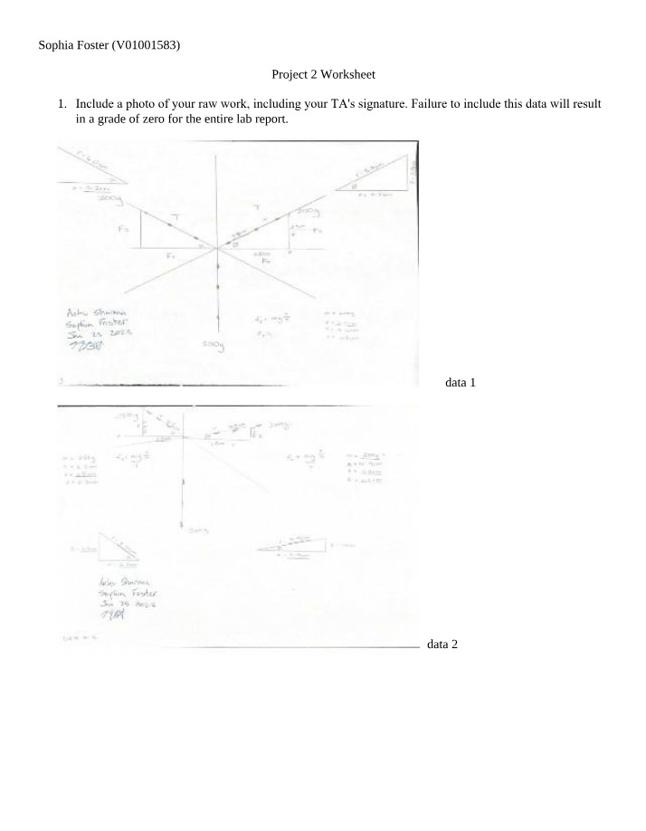 Worksheet for Project 2