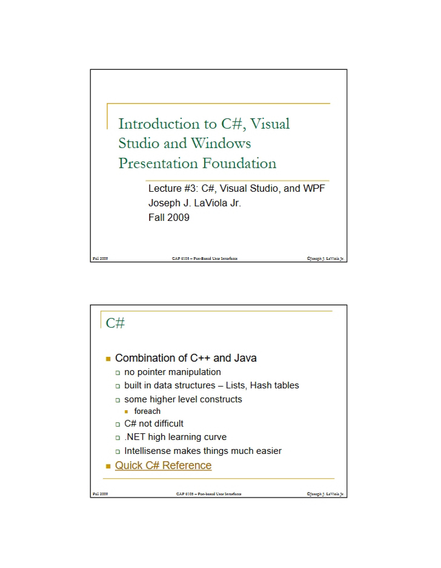 Notes for the Course