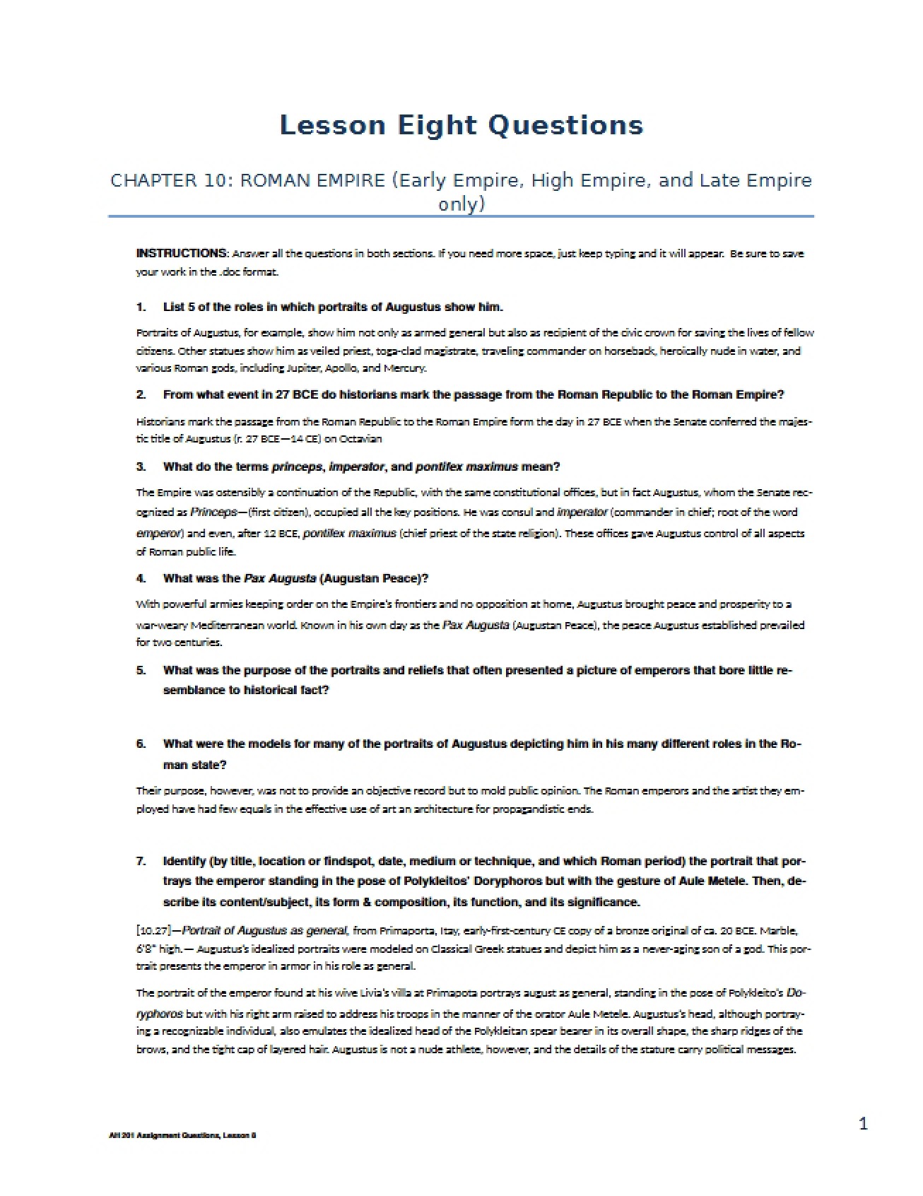 Roman Empire Art History Chapter Ten