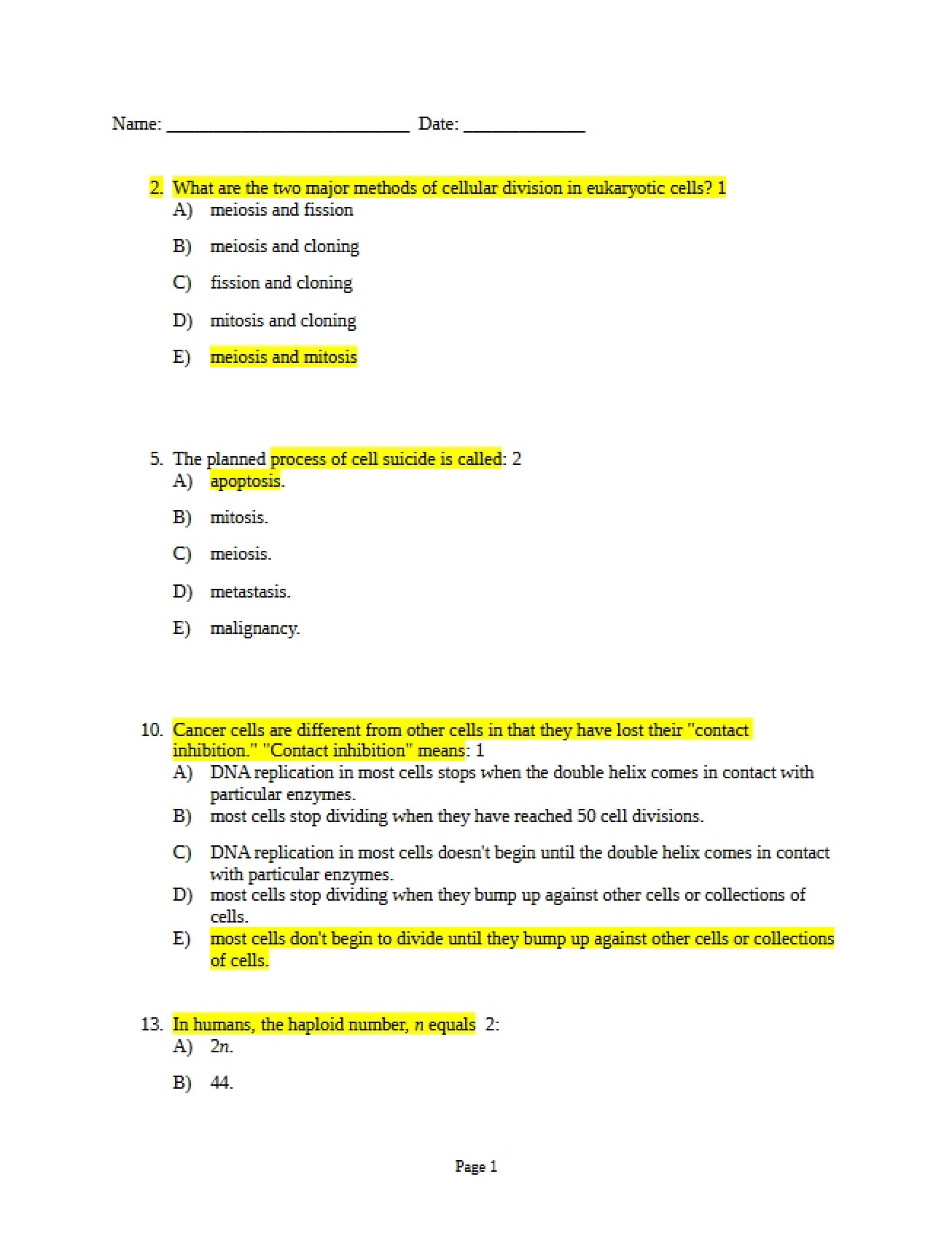 Study Guide for Exam Two