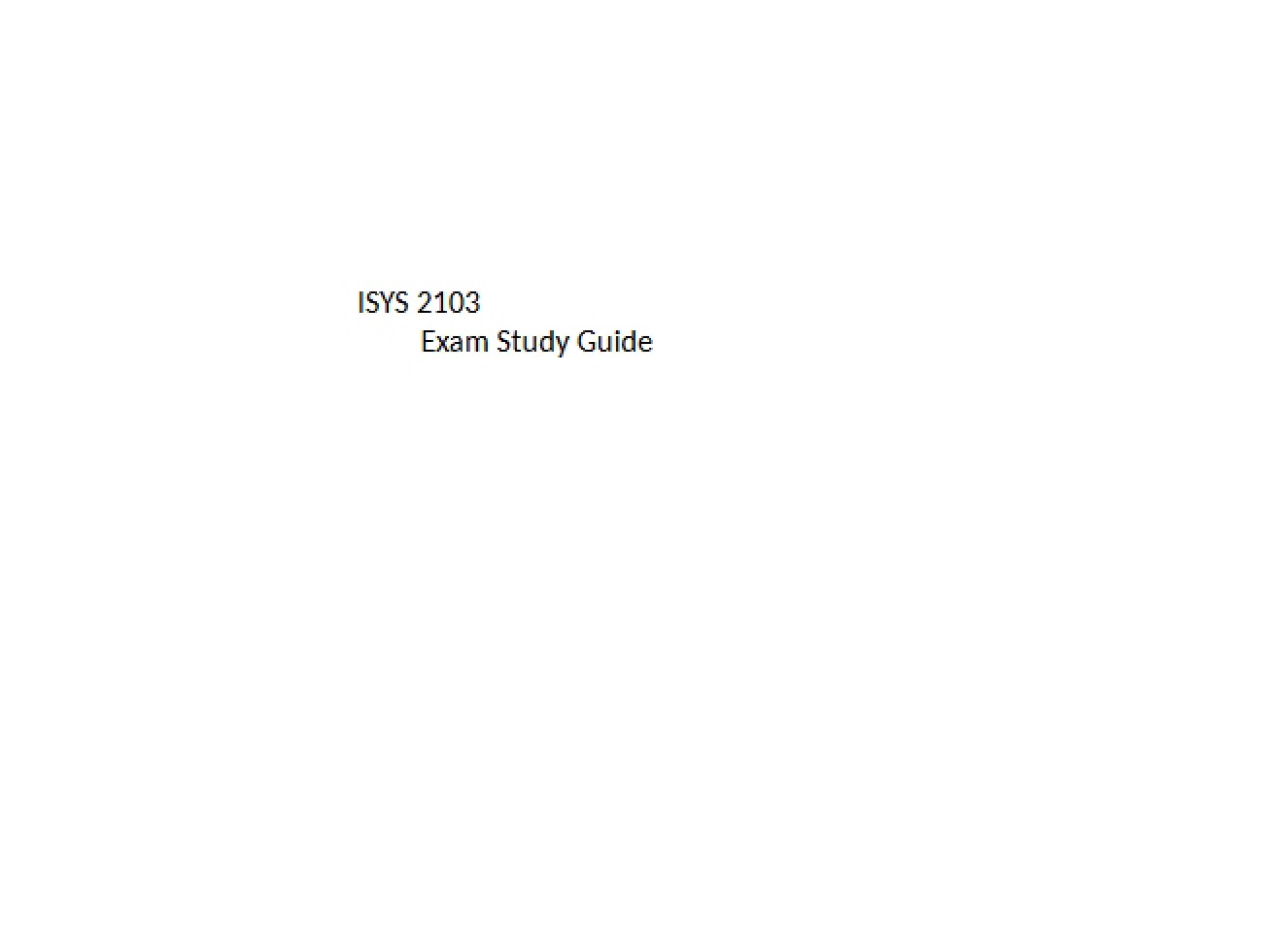 Exam Study Guide for Business Information Systems