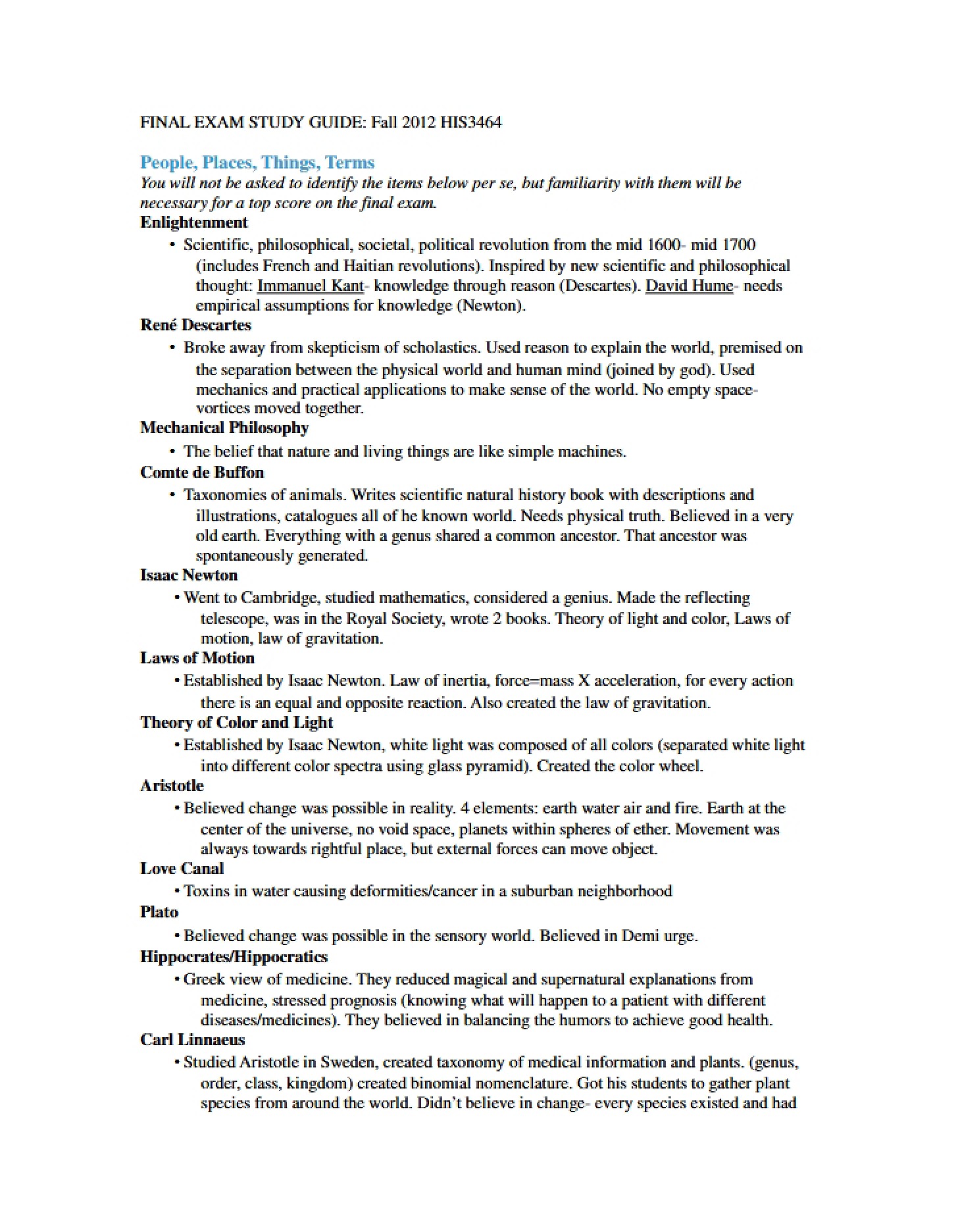 Comprehensive Finals Resource