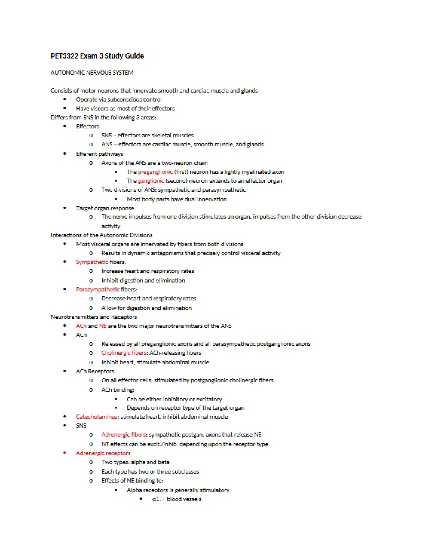 Study Guide for Exam 3