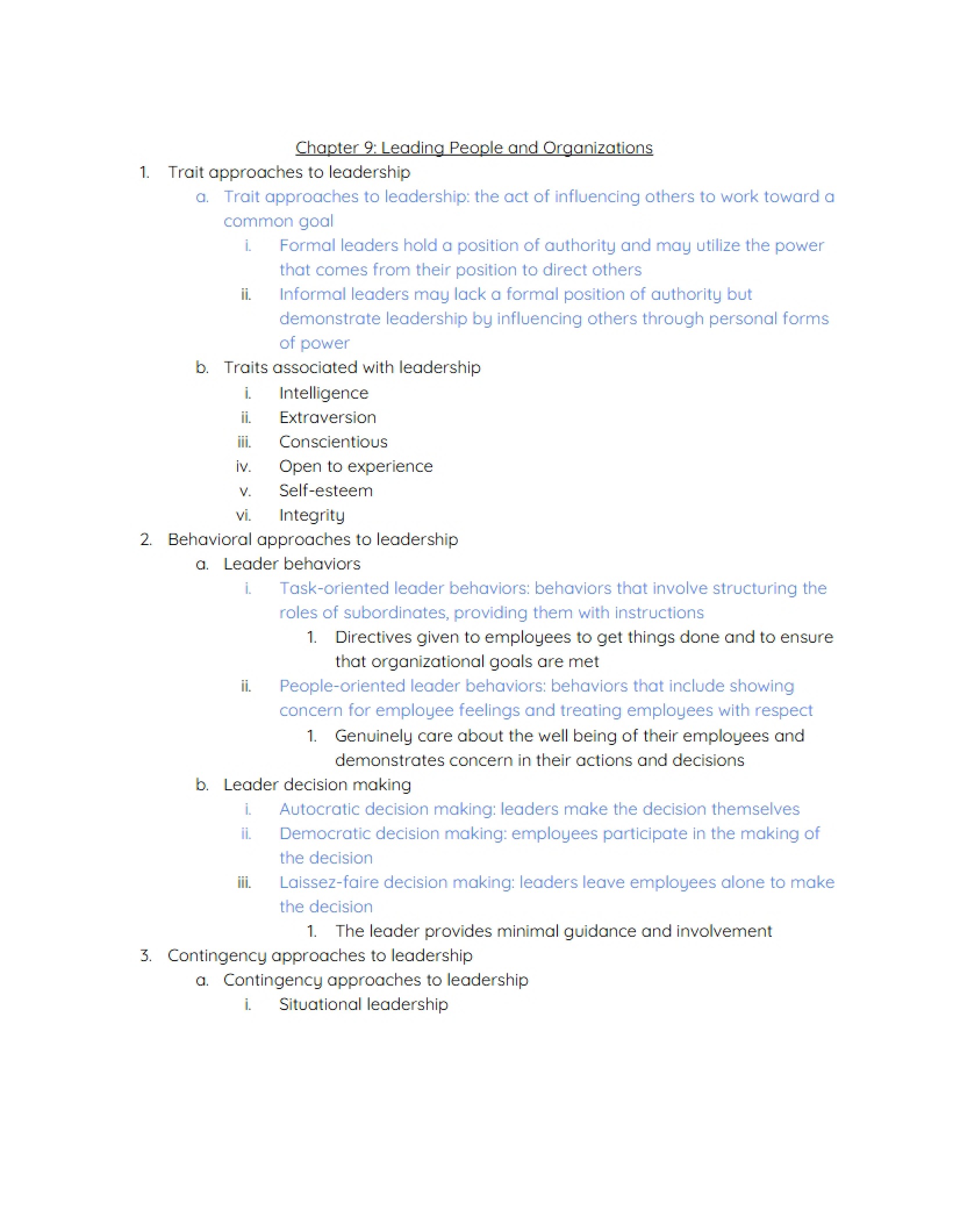 Organizations and People Leadership (Chapter 9)