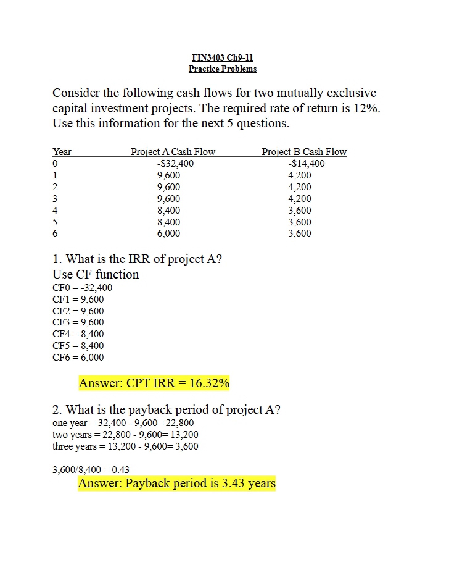 Set of Problems for Practice