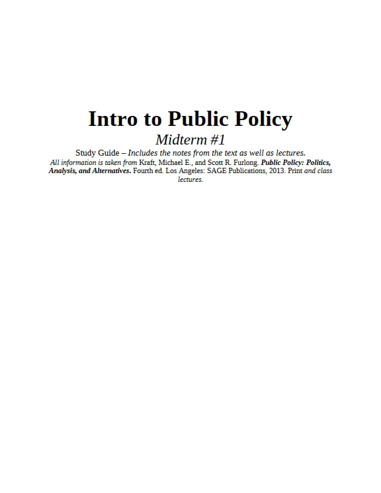 Public Policy Introduction
