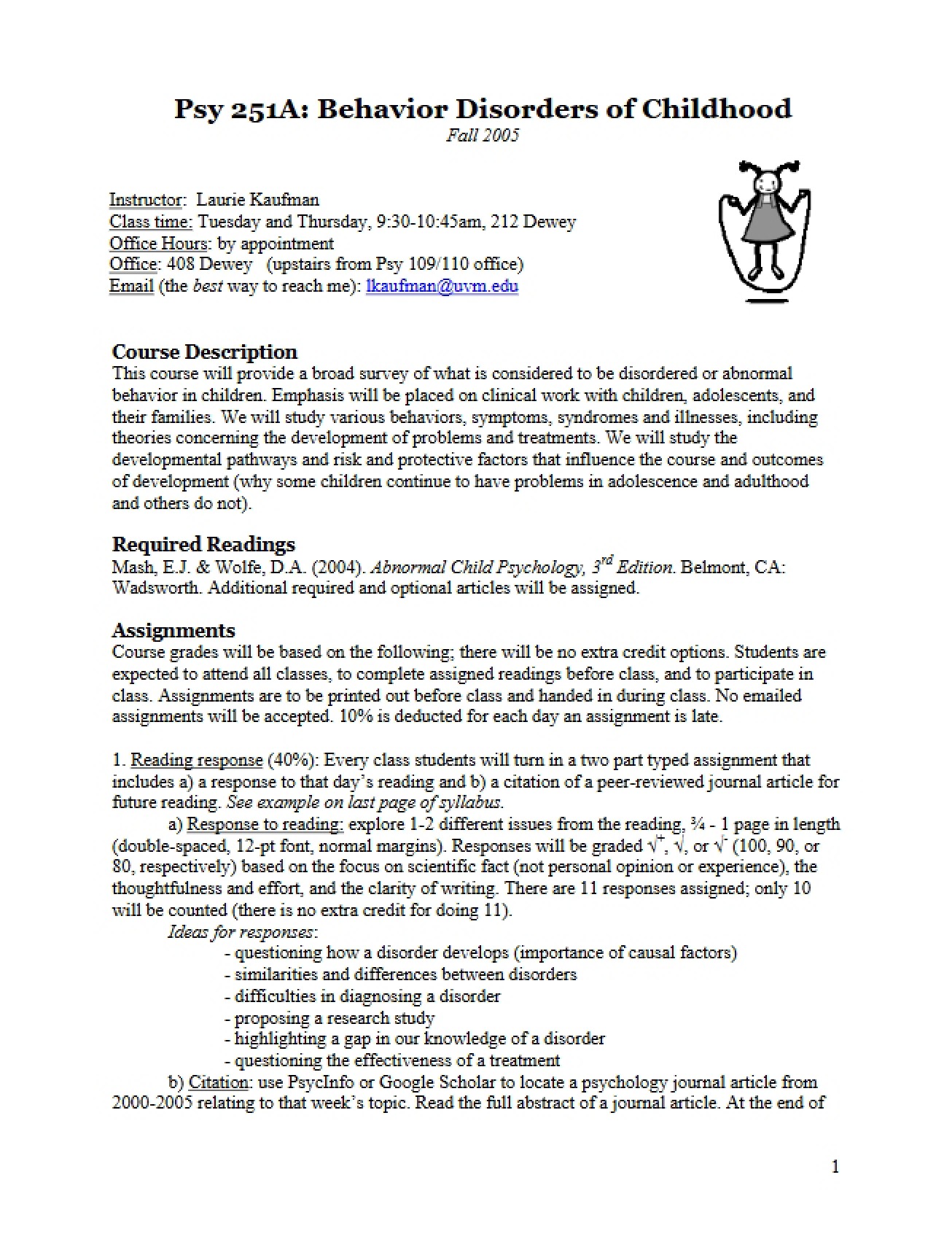 Syllabus Behavior Disorders in Children
