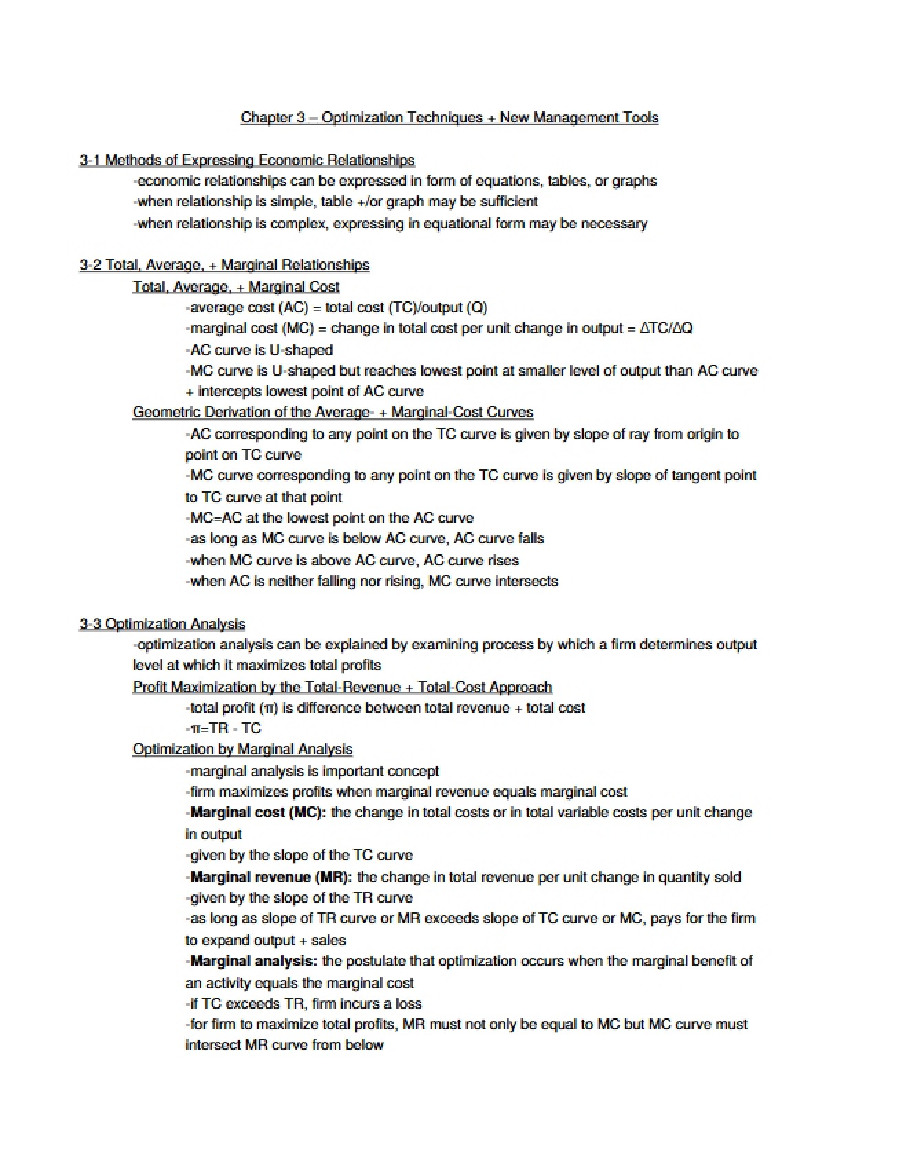 New Management Tools and Optimization Techniques Chapter Three