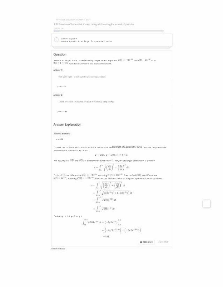 Arc Length of Parametric Curves