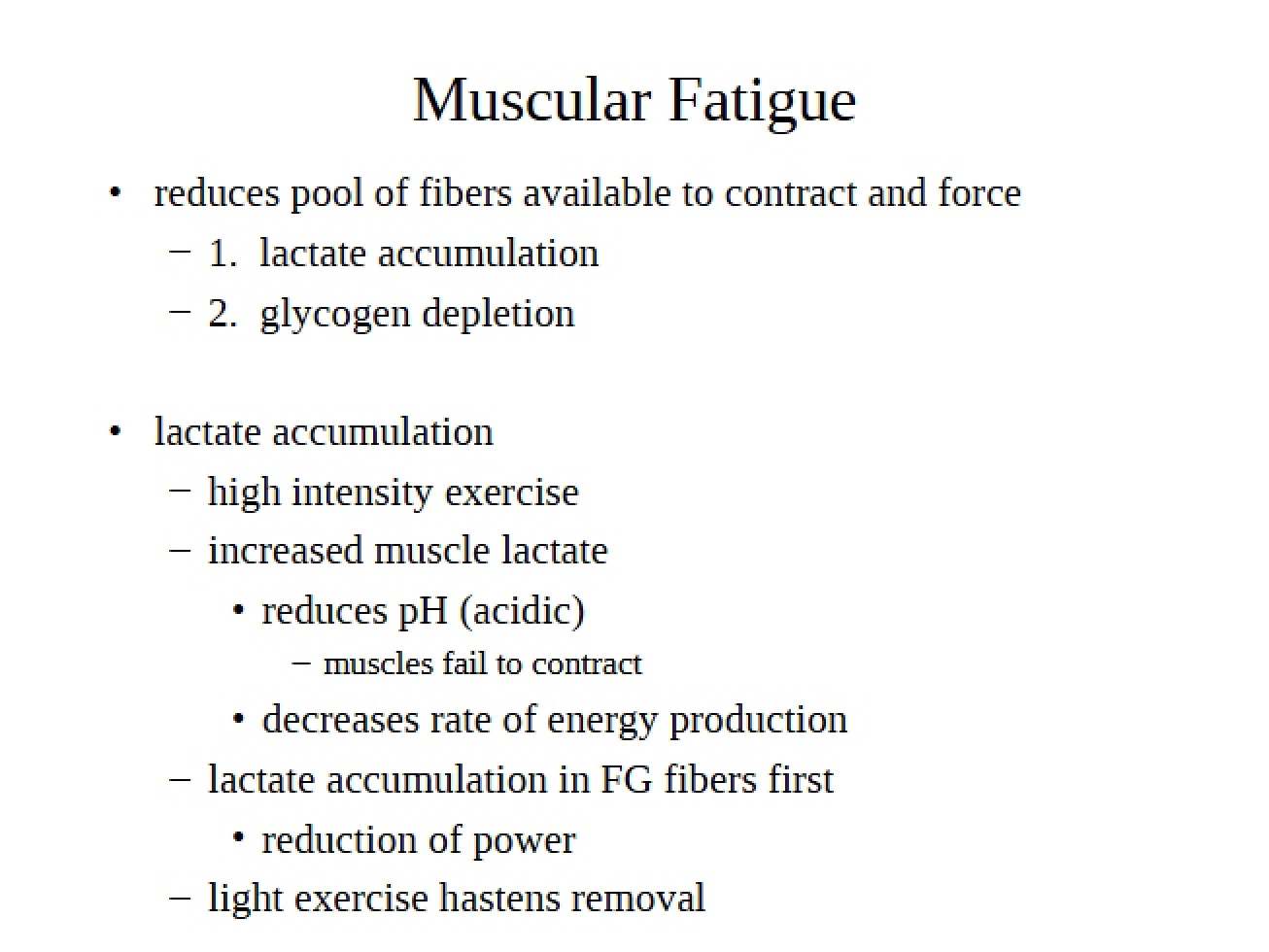 Causes of Muscular Fatigue in Animals