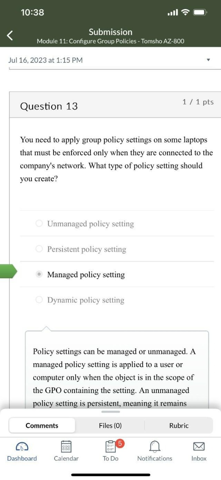 Group Policy Settings for Company Laptops