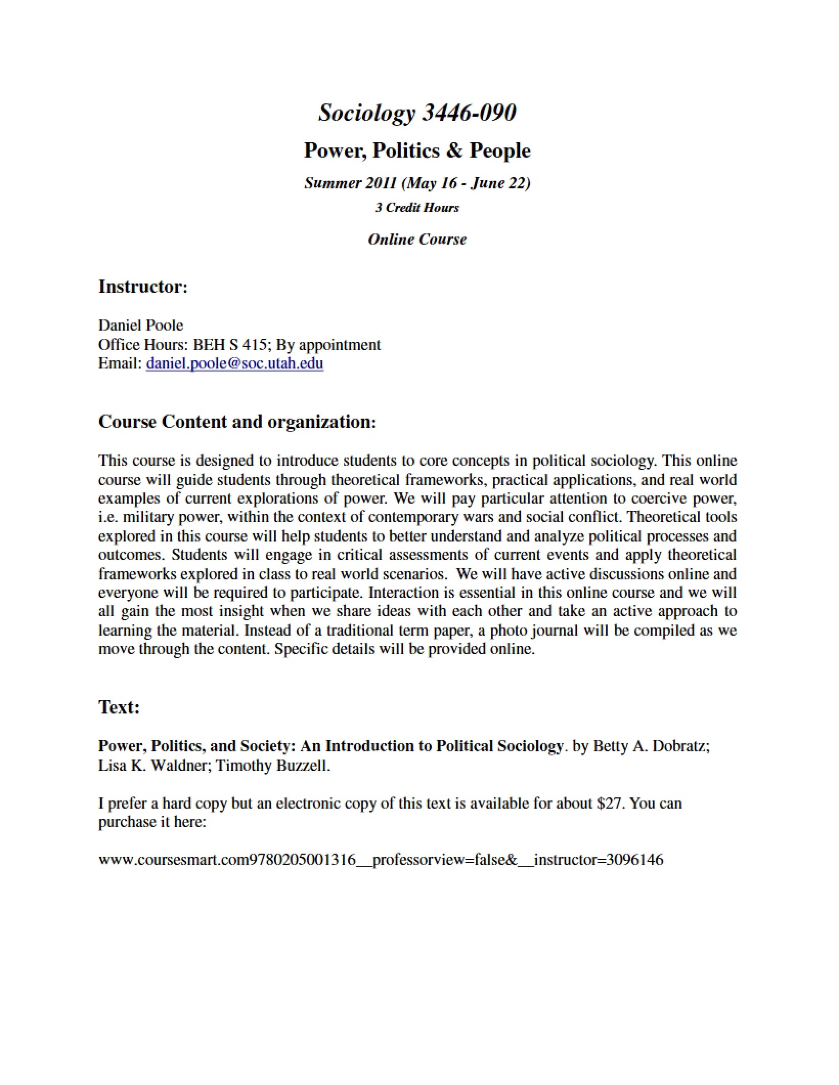 Syllabus for Sociology 3446