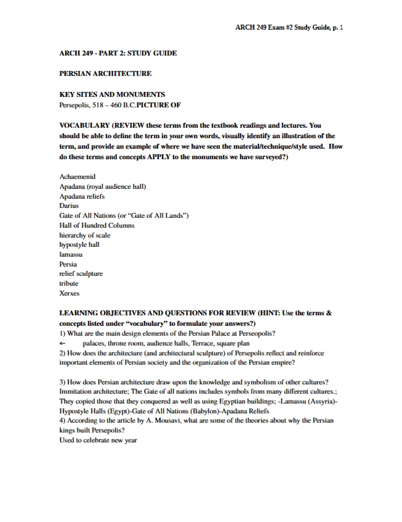 Study Guide with Questions for the Second Exam