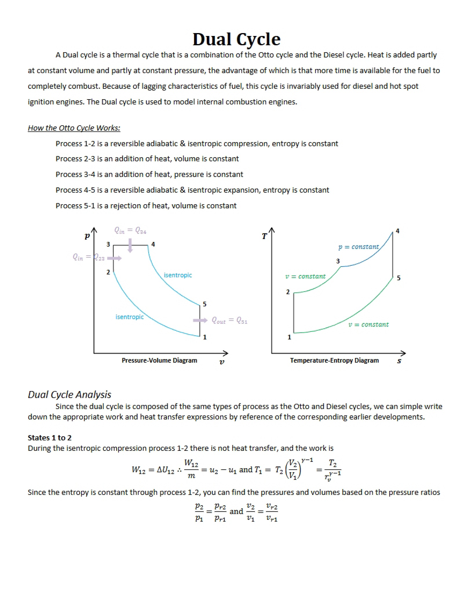 Thermodynamics Dual Cycle