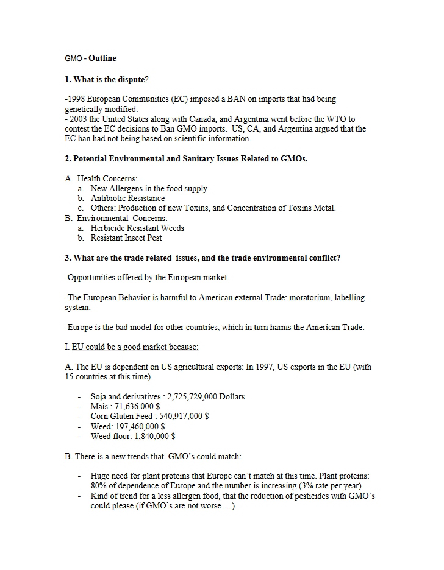 Presentation Outline GMOs