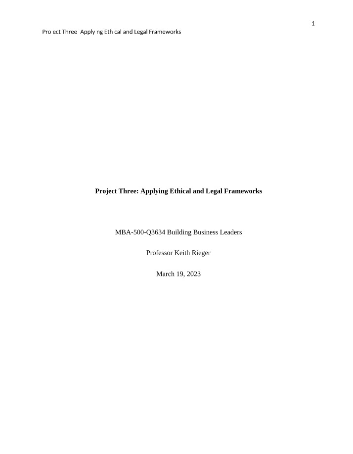 Project Three - Applying Legal and Ethical Frameworks