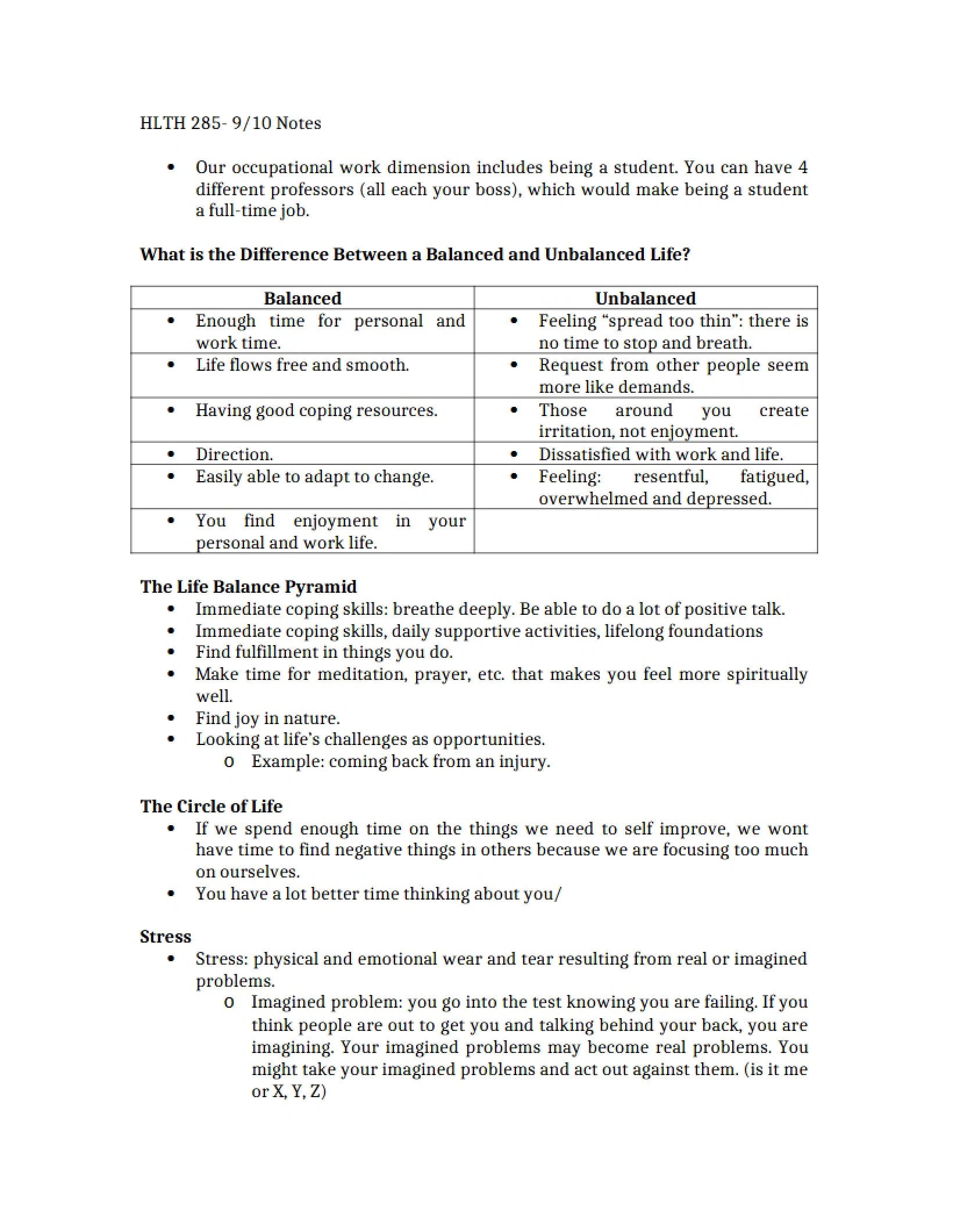 Stress Control Lecture Notes