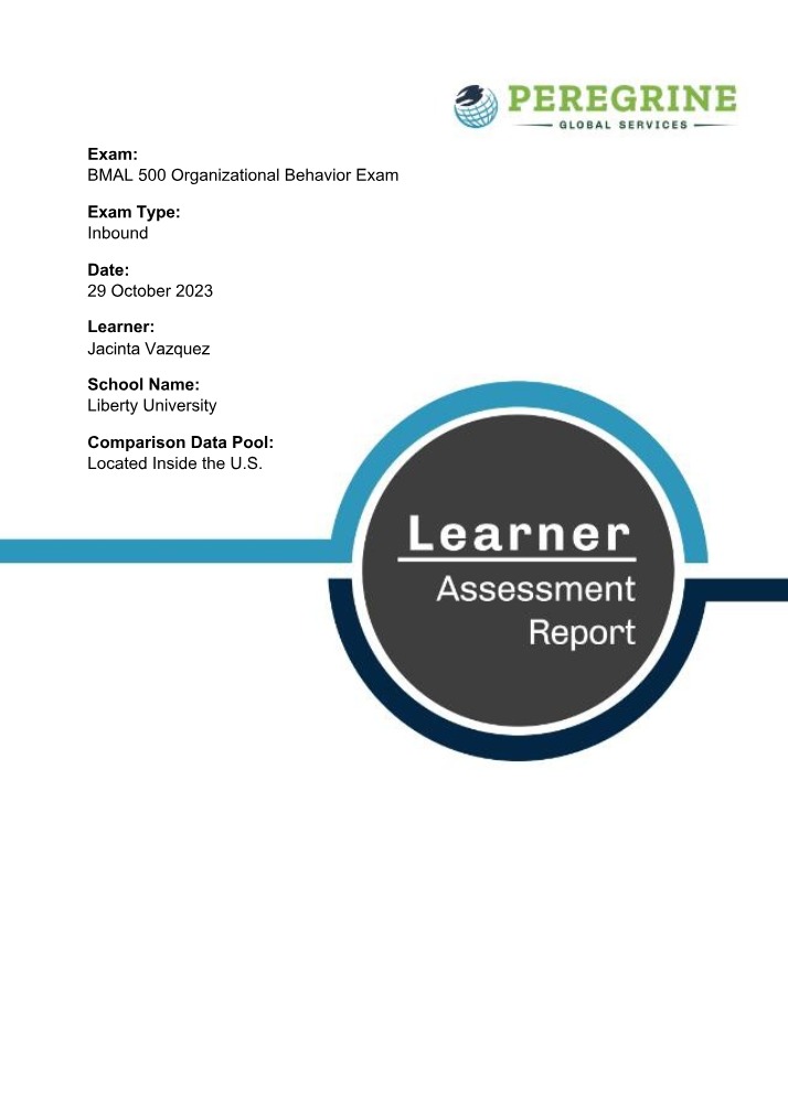 Organizational Behavior Exam - Learner Assessment Report