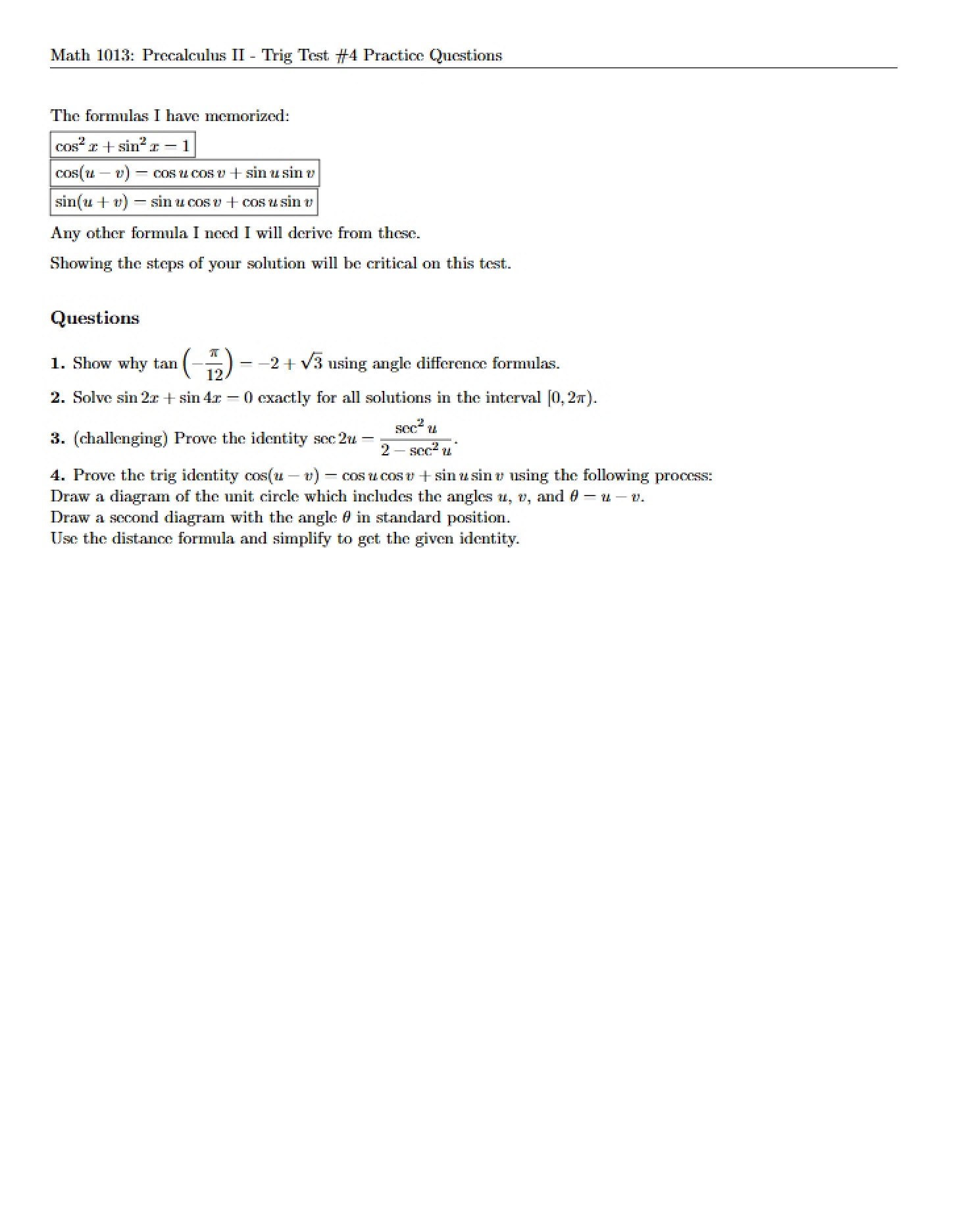 Questions for Practice