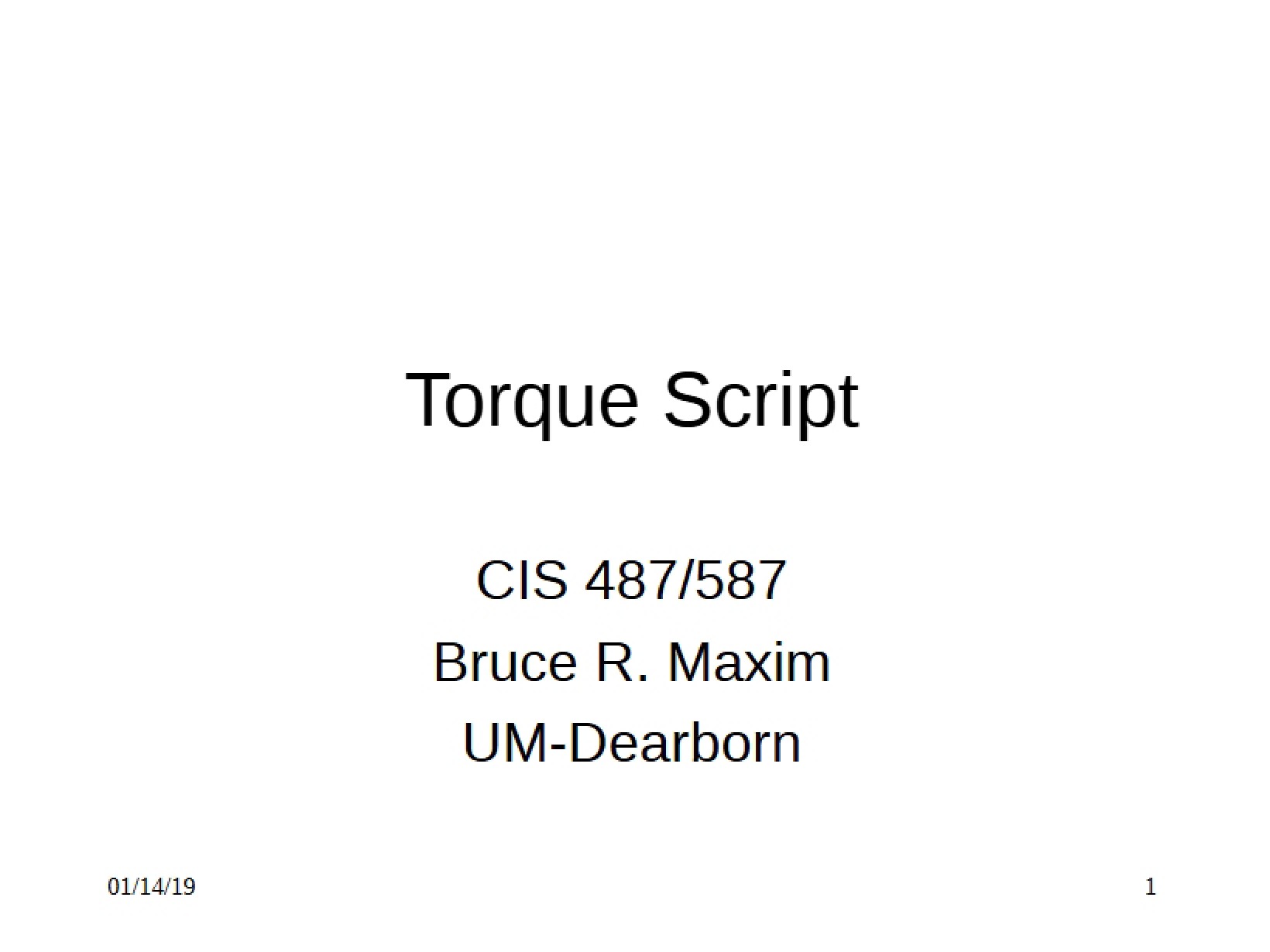 Scripting in Torque