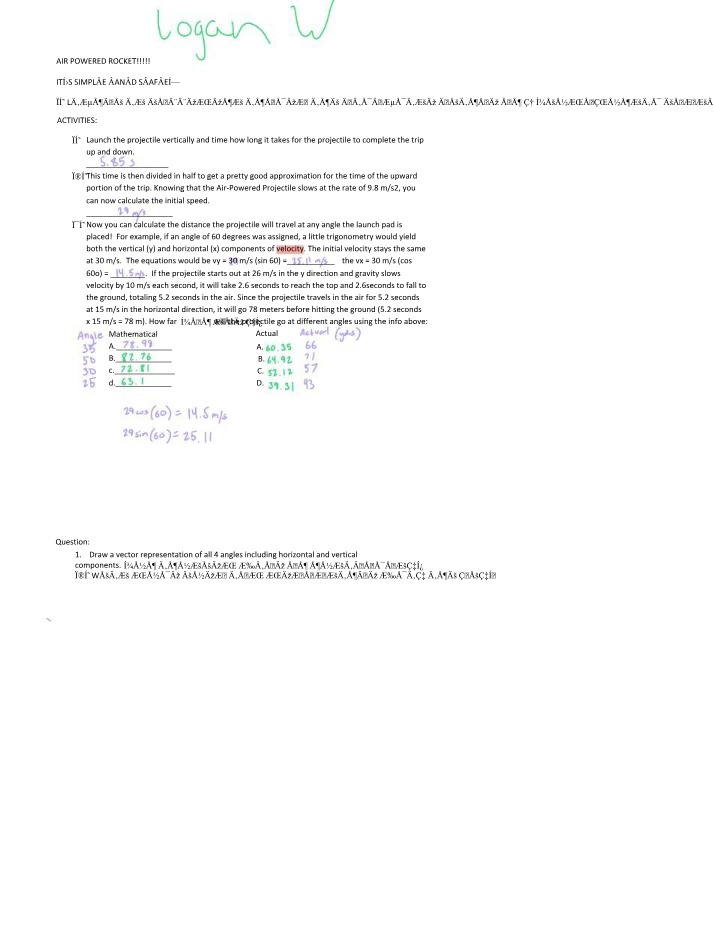 Air Powered Rocket - Distance and Speed Calculation