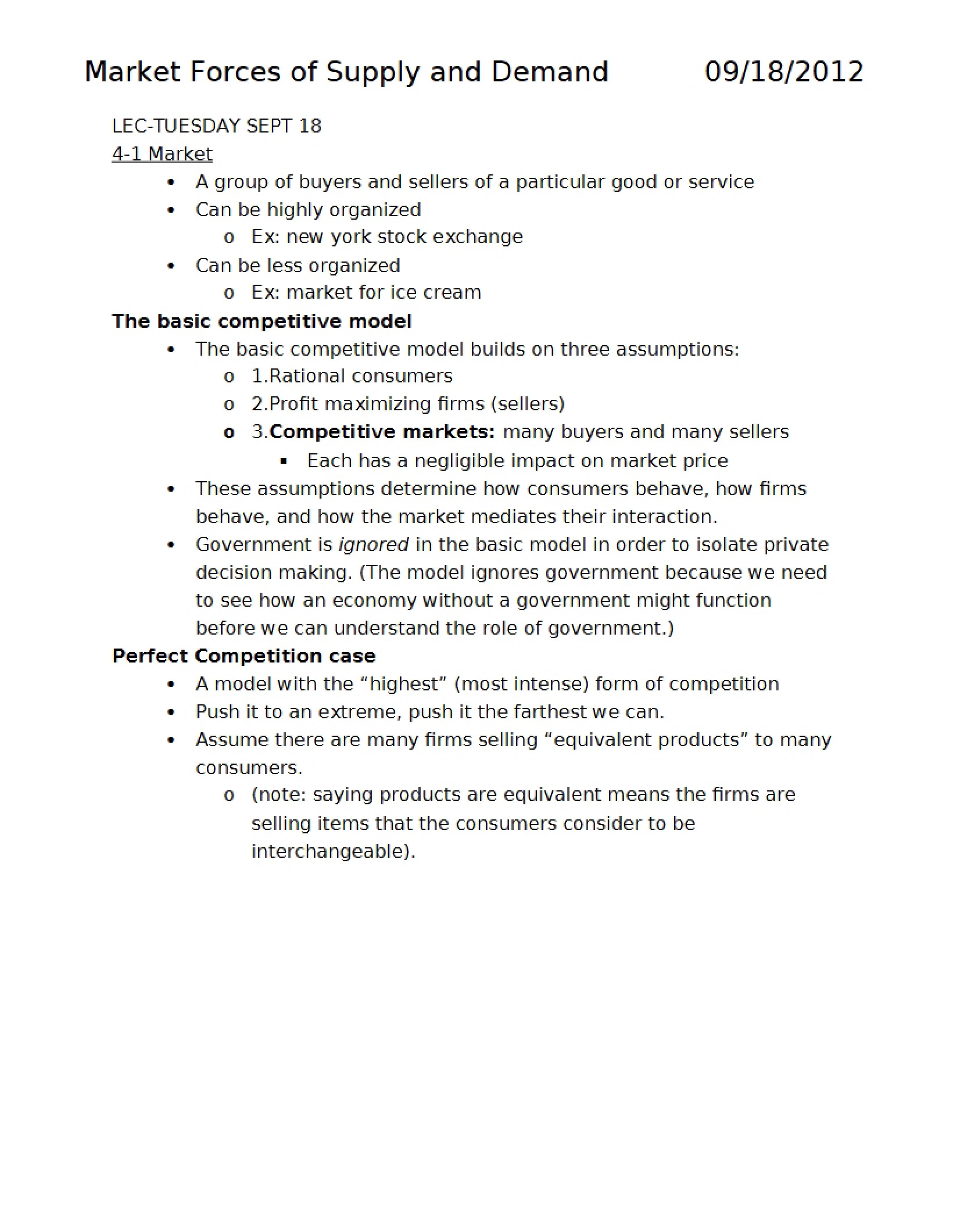 Supply and Demand Market Forces