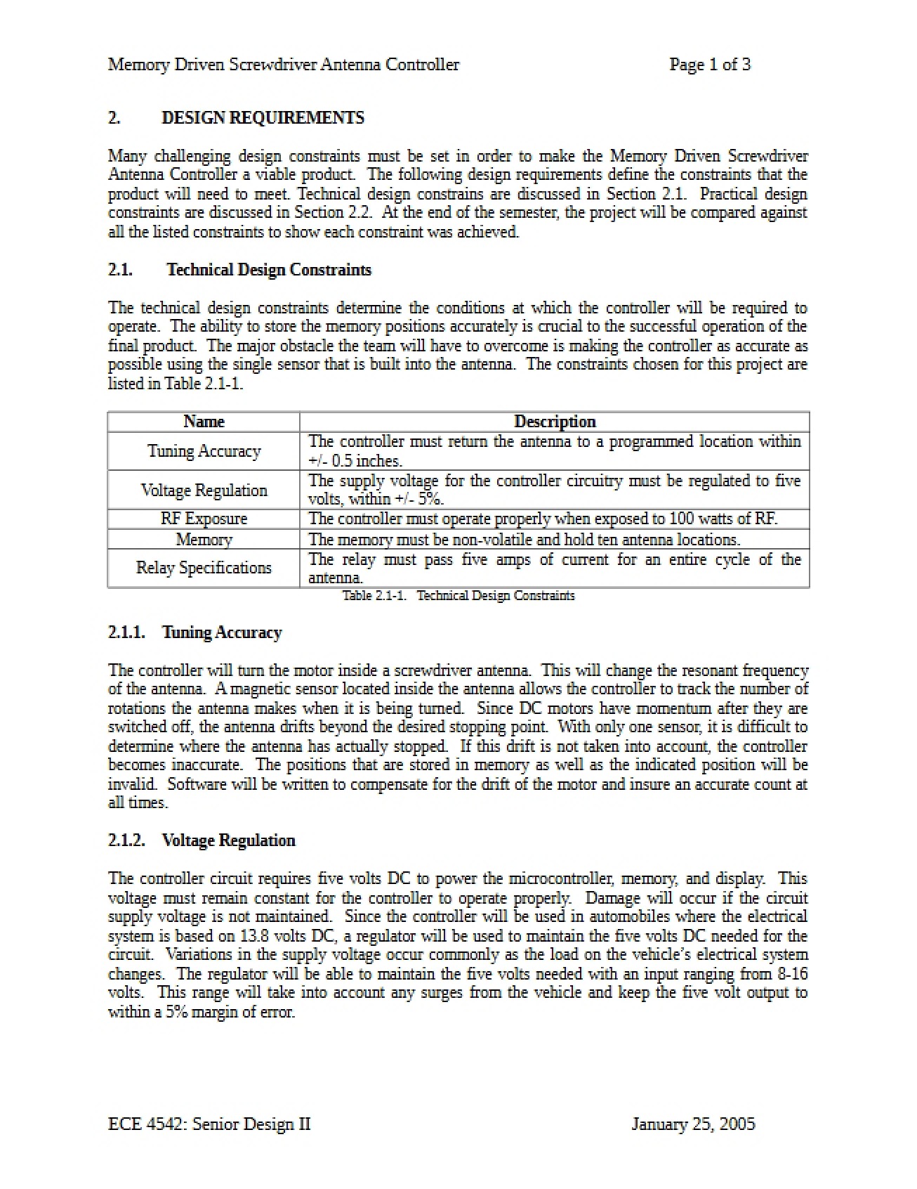 Constraints Technical Design