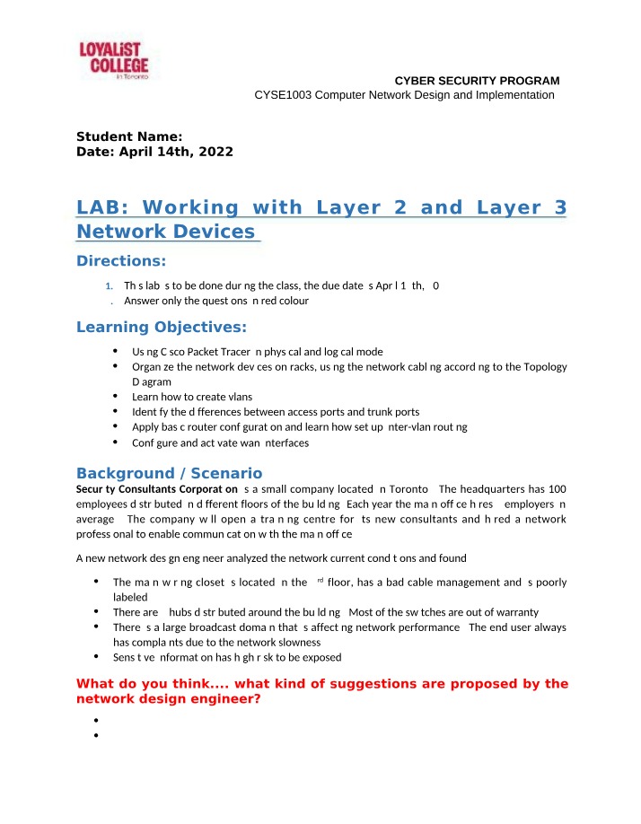 Working with Layer 2 and Layer 3 Network Devices